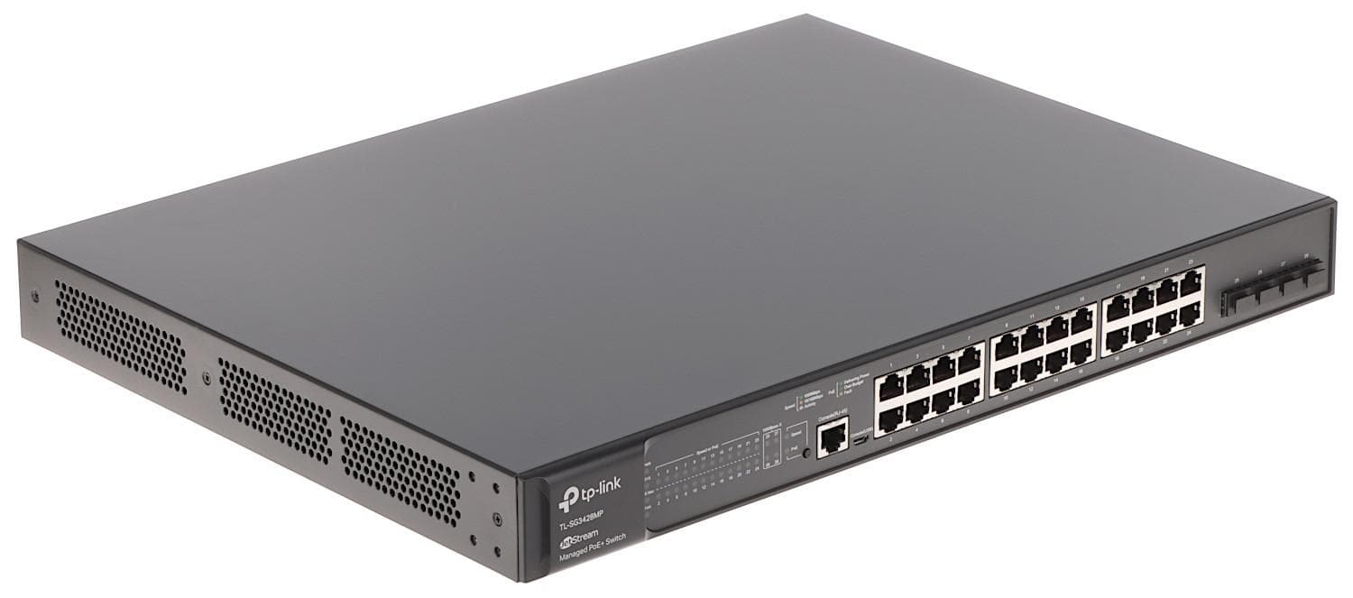 "JetStream™ 28-Port Gigabit L2+ Managed Switch with 24-Port PoE+ PORT: 24× Gigabit PoE+ Ports, 4× Gigabit SFP Slots, RJ45/Micro-USB Console Port SPEC: 802.3at/af, 384 W PoE Power, 1U 19-inch Rack-mountable Steel Case FEATURE: Integration with JetStream™ SDN Controller,Static Routing, OAM, 802.1Q