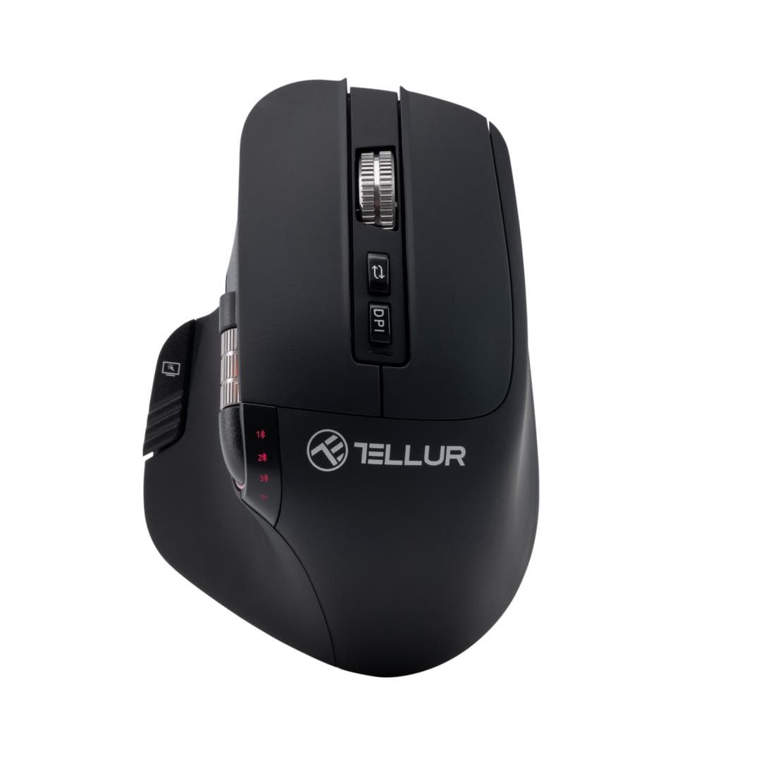 Mouse wireless Tellur Shade, silent click, rezolutie maxima 3200 DPI, iluminare RGB, negru