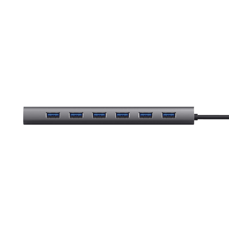 Hub Trust Halyx , 7 porturi USB 3.2 Gen 1, material aluminiu, input USB- C, output USB-A 7, gri