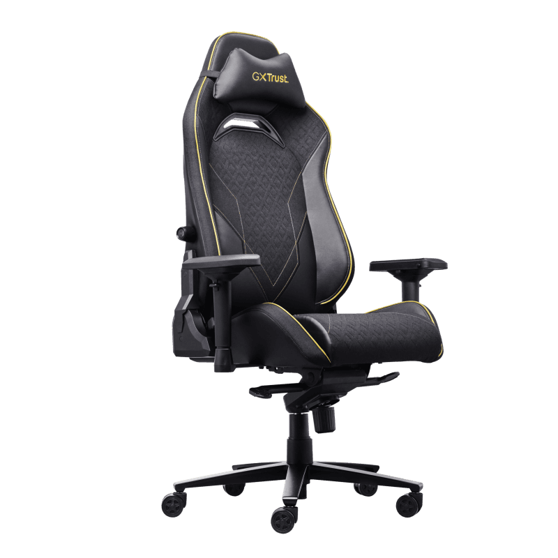 Scaun gaming Trust GXT 721 Ruya Pro Premium, iluminare RGB, 5 roti, ridicare pe gaz clasa 4, adjustabil pe inaltime, material piele PU, greutate maxima suportata 150 kg, negru