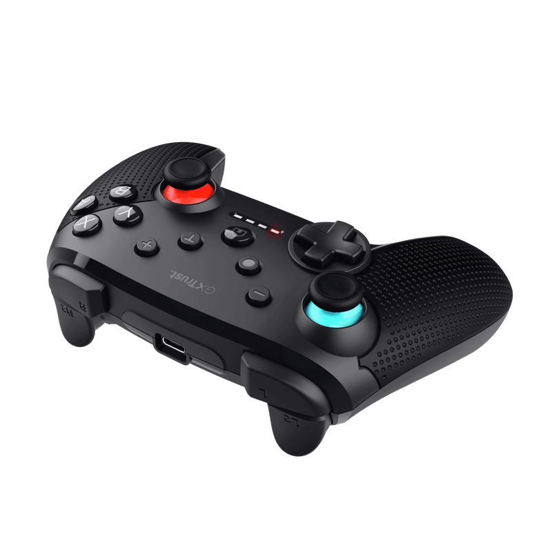 Controller wireless Trust Muta pentru consola Nintendo Switch, 15 butoane, controale: A, B, X, Y, L1, L2, L3, R1, R2, R3, reset, 8-way, start, select, d-input, negru