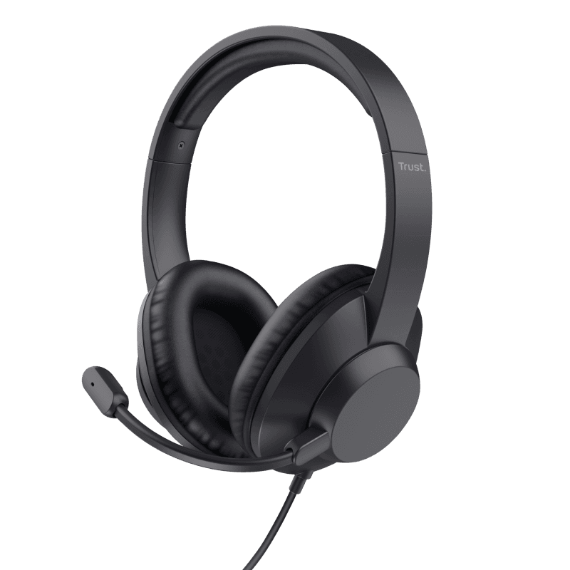 Casti Trust cu fir Ayda Max USB, interfata USB-C, USB-A, frecventa raspuns 20 Hz, 20.000 Hz, negru