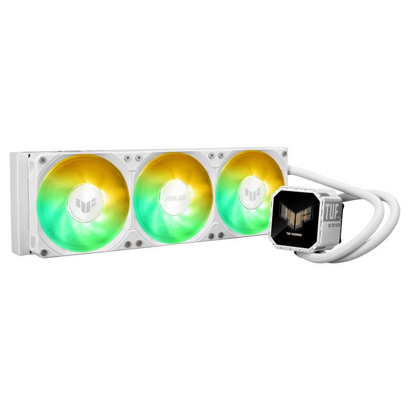 Cooler Procesor ASUS TUF GAMING LC III 360 ARGB LCD ALB, marime radiator 397mm, 3x120mm, viteza ventilatoare 650-2600 RPM +/- 10%, Suport AMD: AM5 AM4, suport INTEL: LGA 1851/1700/1200