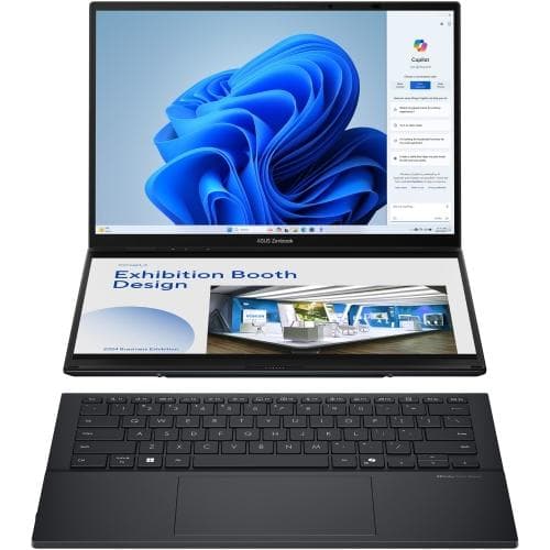 Laptop Asus Zenbook Duo, UX8406CA-QL118X, 14.0-inch, FHD (1920 x 1200)OLED 16:10 aspect ratio, Intel® Core™ Ultra 7 Processor 255H (24M Cache,up to 5.10 GHz), 32GB LPDDR5X on board, 1TB M.2 NVMe™ PCIe® 4.0 SSD,120Hz refresh rate, 400nits, Glossy display, 1080p FHD camera, Wi-Fi7(802.11be)