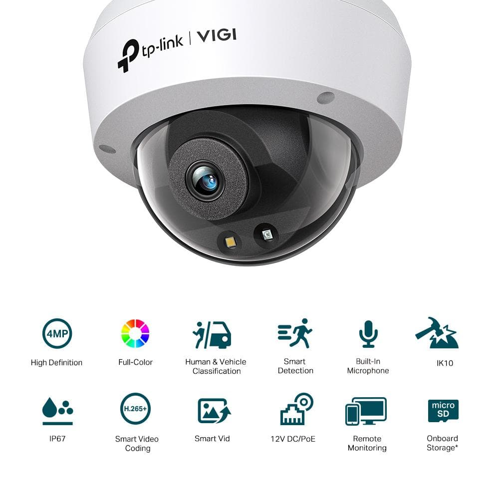 Camera IP Dome TP-Link C240(4MM), 4MP, Lentila 4mm, IR+WL 30ml, rezolutie video 2560 × 1440, H.265+/H.265/H.264+/H.264,