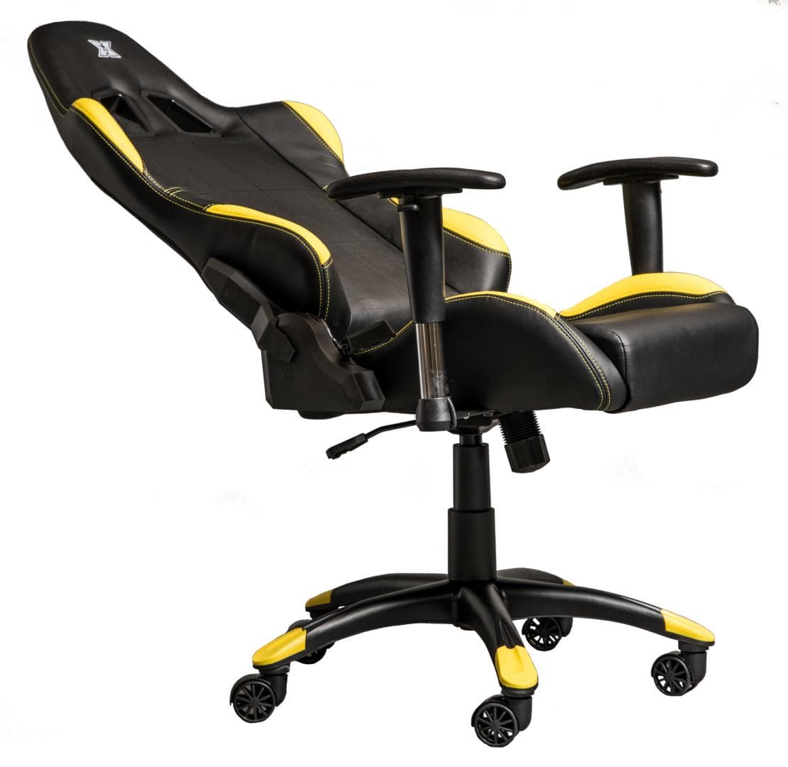 Scaun gaming X by Serioux, Torin, ajustabil, piele sintetica, piston pe gaz, manere reglabile, baza stea cu 5 picioare, greutate maxima admisa 150Kg, perne detasabile, negru si galben