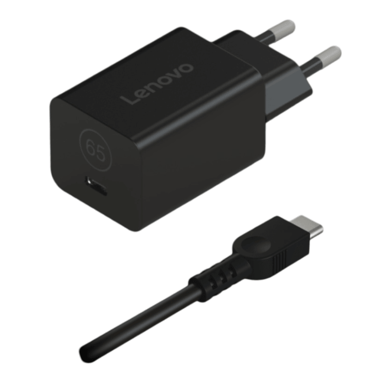 Lenovo GaN Nano 65W Adapter -EU; Connectivity: 2pin/3pin; Charging Port: Type-C; Color: Black; Package Type : Brown Box;