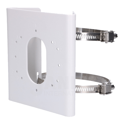 Suport de montaj pe stalp Hikvision DS-1275ZJ-S-SUS, dimensiuni: 144 mm × 131.6 mm × 44.3 mm, greutate: 760 g