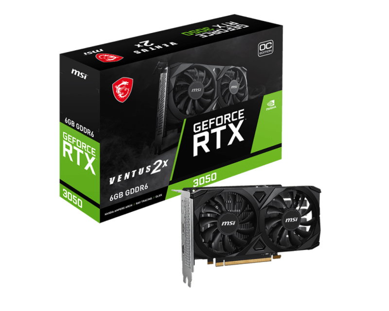 Placa Video MSI GEFORCE RTX 3050 VENTUS 2X E OC 6GB GDDR6 96 bit, PCIE 4.0, 1x DP 2x HDMI