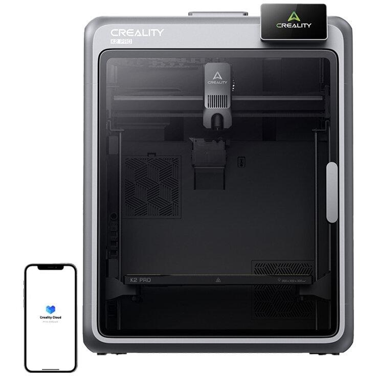 CREALITY K2 PRO FDM 3D PRINTER, Tehnologie: FDM, volum printare: 300 x 300 x 300mm, Dimensiuni produs: 445 × 477 × 573 mm, 23.7kg, Viteza printare: 600 mm/s, Accelerare: 20.000 mm/s, Temperatura duza max: 300 ° C, Motoare Step-Servo, Temperatura max platforma printare: 110 °C, Temperatura max