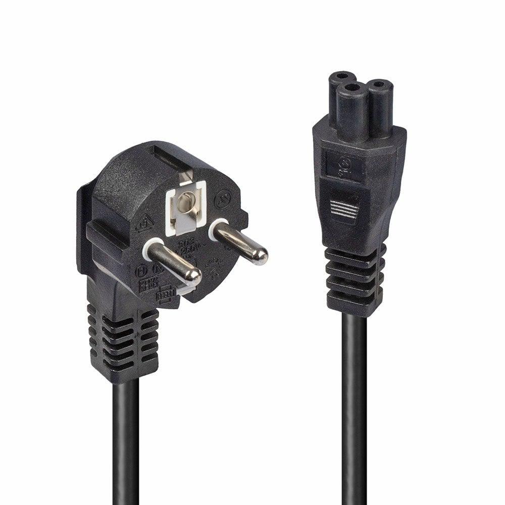 Cablu alimentare Lindy, conector A: Schuko, conector B: IEC C5C5, lungime cablu 2m, material PVC si PBT, material conductor: cupru, dimensiuni A: 36.5x71x36.5mm (1.44x2.8x1.44in), B: 22.8x64x15mm (0.9x2.52x0.59in), negru