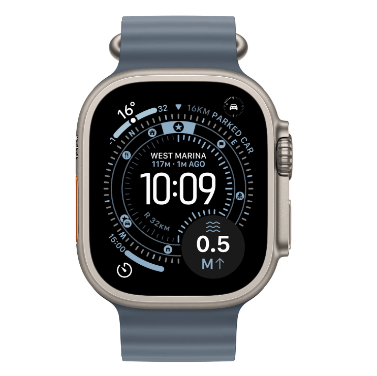 Apple Watch Ultra 3 GPS + Cellular 49mm Natural Titanium Case with Anchor Blue Ocean Band