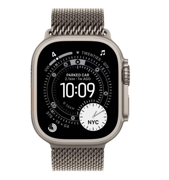 Apple Watch Ultra 3 GPS + Cellular 49mm Natural Titanium Case with Natural Titanium Milanese Loop - Small