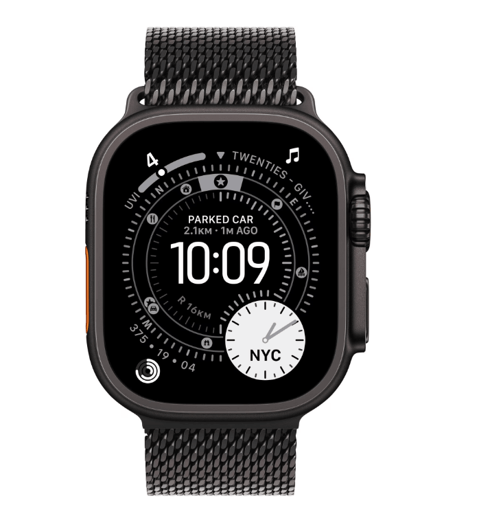 Apple Watch Ultra 3 GPS + Cellular 49mm Black Titanium Case with Black Titanium Milanese Loop - Small