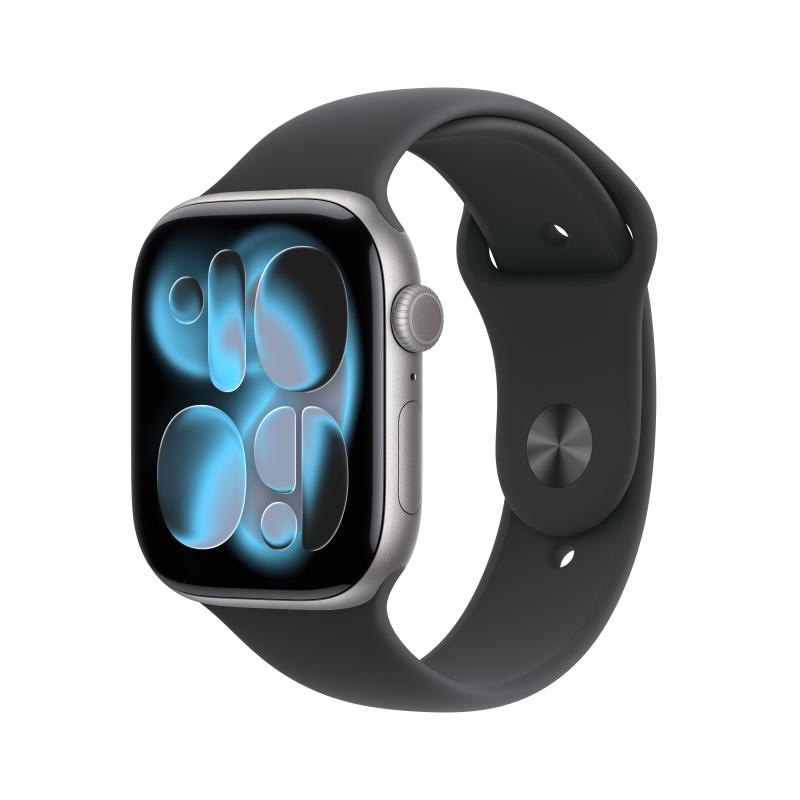 Apple Watch Series 11 GPS + Cellular 46mm Space Grey Aluminium Case with Black Sport Band - S/M