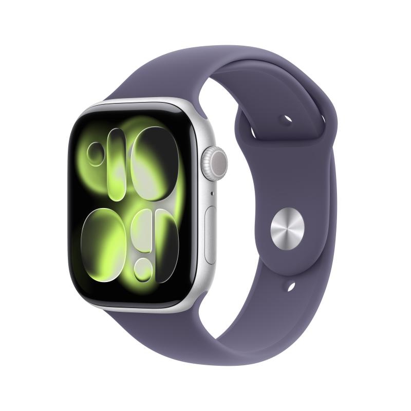 Apple Watch Series 11 GPS + Cellular 46mm Silver Aluminium Case with Purple Fog Sport Band - M/L