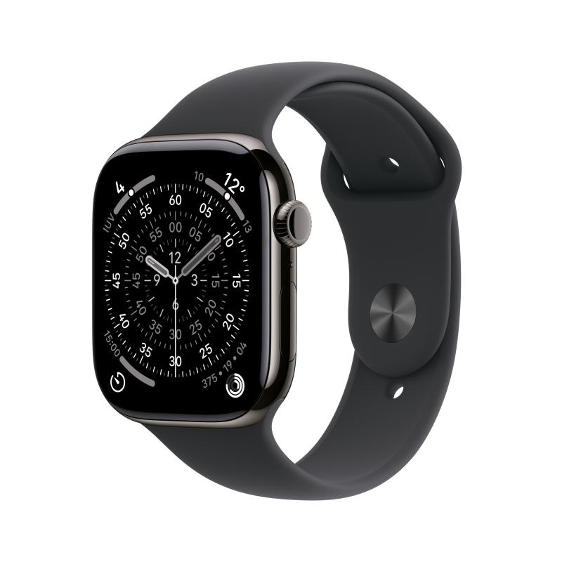 Apple Watch Series 11 GPS + Cellular 46mm Slate Titanium Case with Black Sport Band - S/M
