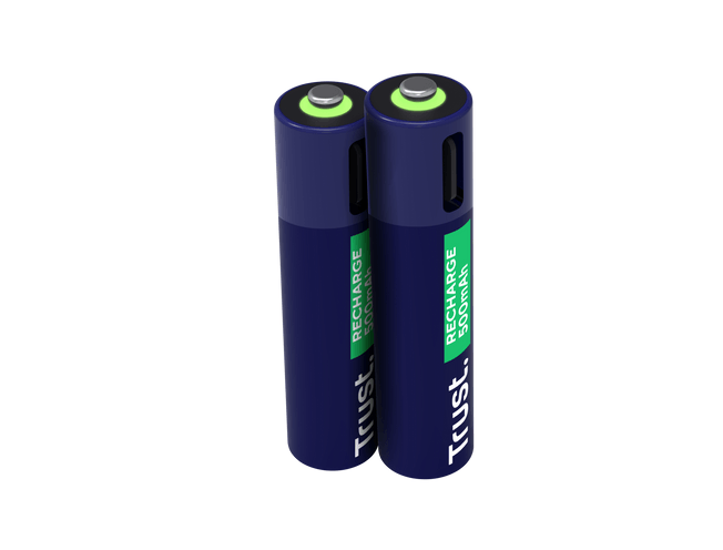Baterii reincarcabile AAA Trust, incarcate prin USB-C, putere intrare 1.2W, pachet de 2 bucati.