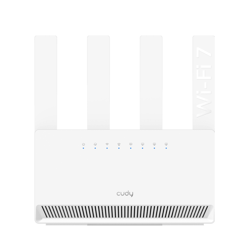 CUDY Router BE3600 Gigabit Dual Band Wi-Fi 7, Chipset Broadcom, standard 802.11be/ax/ac/a/b/g/n, 2882Mbps la 5GHz + 688Mbps la 2.4GHz, 4 x porturi 10/100/1000Mbps, 4 x 5dBi antene fixe, WiFi router/AP/ Repeater/WISP Mode, PPTP/L2TP/OpenVPN/WireGuard, MLO, MU-MIMO, Guest network, WPS, DDNS, IPv6