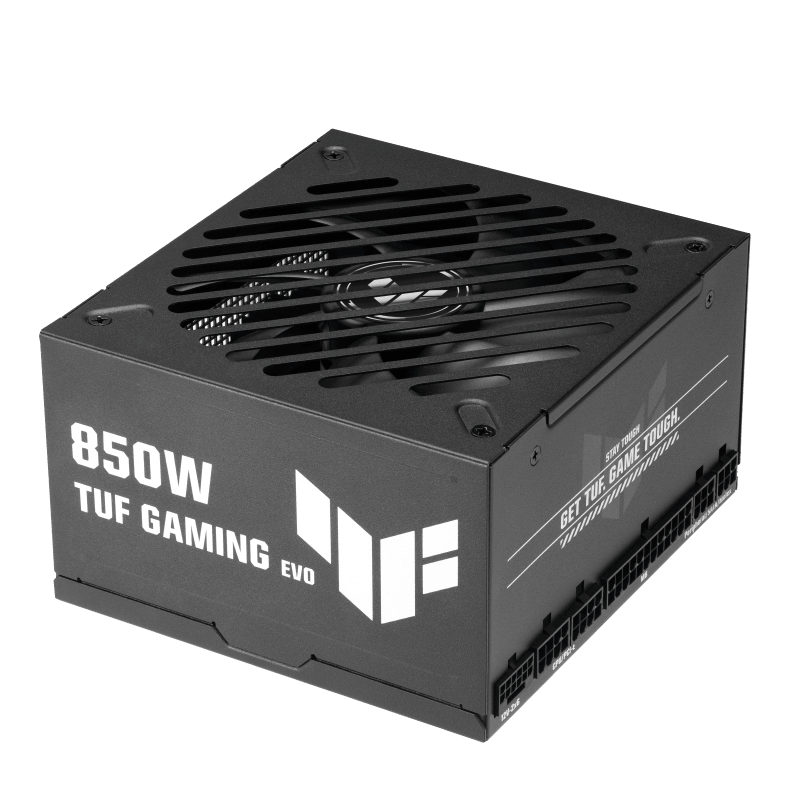ASUS TUF-GAMING-850G-EVO. Total power: 850 W, AC input voltage: 100 - 240 V, Power Factor Correction (PFC) type: Active. Motherboard power connector: 20+4 pin ATX, Motherboard power cable length: 50 cm, SATA power cable length: 400,120 mm. Purpose: PC, Power supply unit (PSU) form factor: ATX, 80