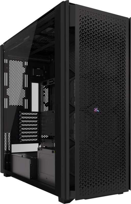 Carcasa CORSAIR 9000D AIRFLOW Super Full Tower RGB NEGRU, Tempered Glass, Sloturi Expansiune 8 orizontale sau 4 verticale+ verticale pentru placa de baza secundara, Drive Bays: 5x3.5" 6x2.5", Ventilatoare Suportate: 18 (spate: 2x120mm sau 1x140mm, fata: 8x120mm sau 3x140mm sau 2x200mm, lateral