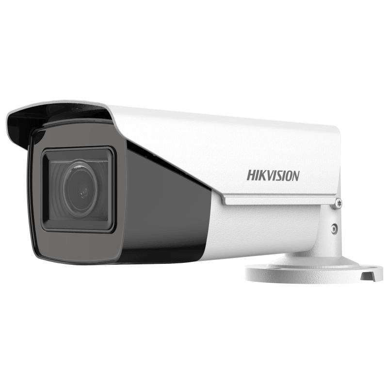 Camera de supraveghere Bullet 5MP Hikvision DS-2CE19H0T- AIT3ZF(2.7-13.5MM)(C), lentila varifocala: 2.7-13.5mm, iluminare min: 0.01 Lux @ (F1.6, AGC ON), 0 Lux cu IR 40m, iesire TVI/AHD/CVI/CVBS, alimentare: 12 VDC±15%, 24 VAC±15%, Max 8.8 W, protectie: IP67, dimensiuni: 84.5 mm × 92 mm × 255.1 mm
