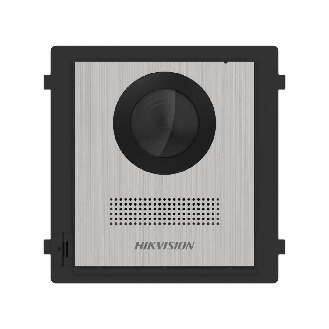 Post videointerfon de exterior pentru blocuri Hikvision DS-KD8003-IME1 (B)NS 2MP HD Camera, Fish eye, IR Supplement, RAM 256 MB,2 lock relays, 4-ch alarm input,Wired network 10/100 Mbps self-adaptive Ethernet, Network interface 1 RJ45, 12 VDC Power Input, Working temperature -40° C to 60° C, IP65