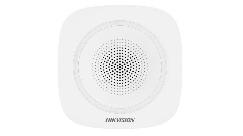 Sirena interior wireless AX PRO Hikvision DS-PS1-I-WE(B)-R(Red Indicator); 868MHz two-way Tri-X wireless technology, distanta comunicare RF: 1600m in camp deschis, nivel sonor: 90 la 110dB, 3 tipuri de sonerii de alarma: alarma la efractie, alarma la incendiu si alarma panica, criptare: AES-128