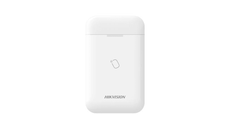 Cititor card wireless AX PRO Hikvision DS-PT1-WE(B); 868MHz two-way Tri- X wireless technology, distanta comunicare RF : 1200min camp deschis; coumincare bidirectionala, criptare: AES-128, Indicatori LED: area (blue), fault(orange), arm(blue), disarm(green), alarm(red),signal (red/green)