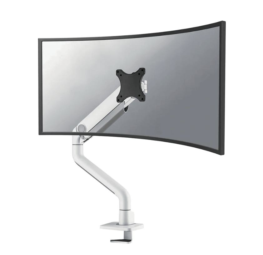 Brat monitor Neomounts DS70S-950WH1; pentru display-uri cu diagonale 17"-49", sistem de prindere VESA 75x75~100x100, greutate maxima suportata 18kg, full motion, tilt 90°, swivel 90°, rotate 180°, distanta fata de perete 119-656mm; gas spring; culoare alb. Garantie 5 ani