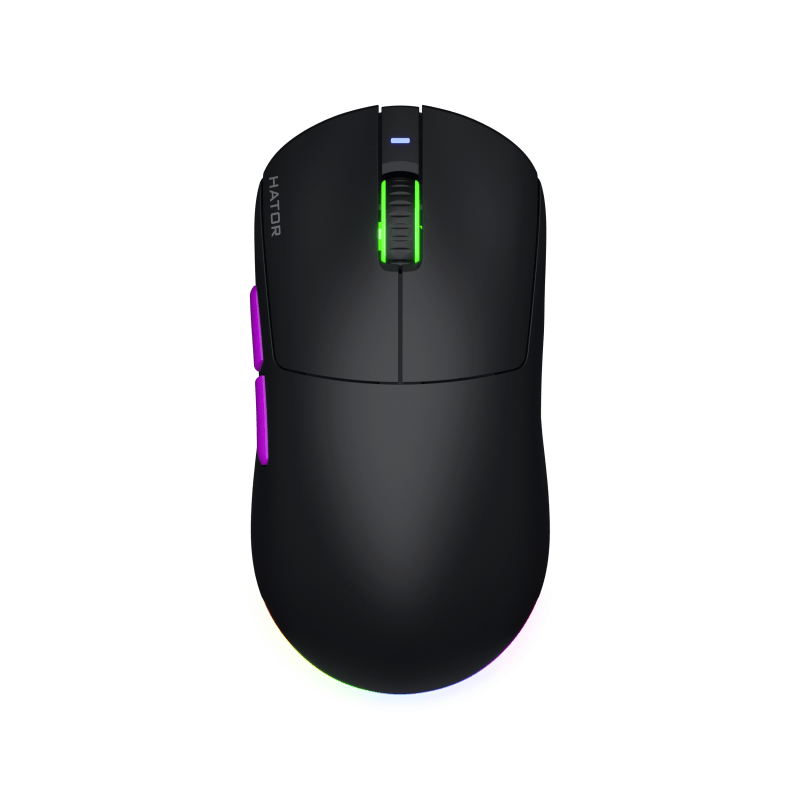 Mouse wireless Hator Quasar 3 ULTRA 8K, conectivitate 2.4GHz, bluetooth 5.4 si USB, polling rate pana la 8000Hz, senzor PixArt 3395, rezolutie maxima 30000 DPI, capacitate baterie 500 mAh, durata de viata baterie in modul wireless pana la 52 ore, timp incarcare 2 ore, switch HATOR® Optical 100M