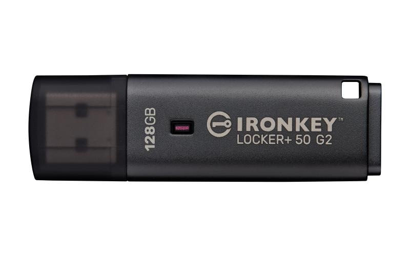 Kingston Technology IronKey Locker+ 50 G2. Capacity: 128 GB, Device interface: USB Type-A, USB version: 3.2 Gen 1 (3.1 Gen 1), Read speed: 145 MB/s, Write speed: 115 MB/s. Form factor: Cap. Weight: 22.94 g. Product colour: Black