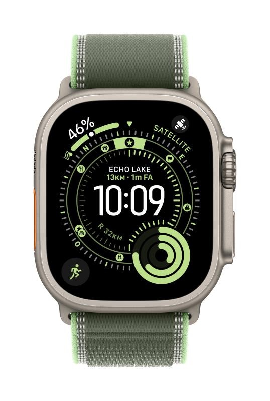 Apple Watch 49mm Green/Neon Trail Loop - M/L - Natural Titanium Finish