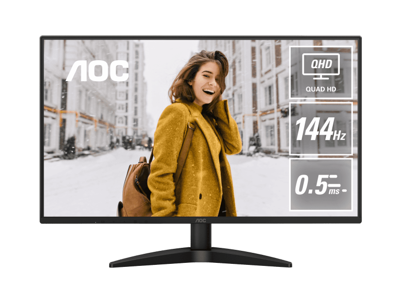 Monitor AOC 27" Q27B36X, Diagonal (inch): 27, Diagonal (cm): 68, Aspect ratio: 16:9, Panel: IPS, Resolution: 2560x1440, Refresh Rate: 144Hz, Response time GtG: 4ms, Response time MPRT: 0.5ms, Brightness (max): 300 cd/m², Contrast (static) : 1500:1, Contrast (dynamic): 20M:1, Viewing angle: 178/178
